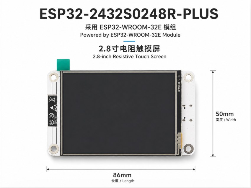 ESP32-2432S0248R-PLUS 2.8-inch resistive touch screen dimensions