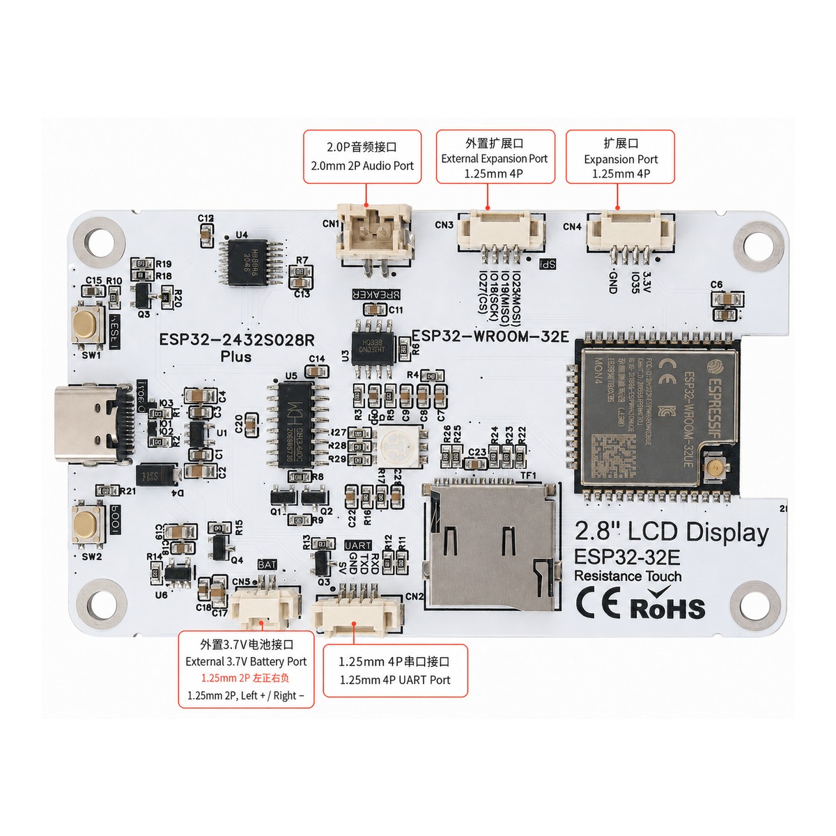 ESP32-WROOM-32E/UE Module Development Board